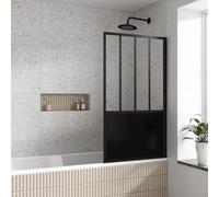 AURLANE Pare Baignoire Pivotant 140x80cm Type Industriel - Profilé Noir Mat - Verre Trempé - Glassy Screen