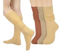 Aurmly Chaussettes Hautes Femme Longue Tricot 3 Paires, Chaussettes Montantes Fille de Cuisse Longues Chaud Hiver Chaussettes Femme Hiver Épaisses Douces EU36-41