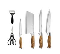 AURMOO Lot de 6 Ensembles de Couteaux de Cuisine, Couteaux de Cuisine Professionnel Set, Set Couteau Chef en Acier Inoxydable, Couteau à éplucher, Cuisine Ciseaux
