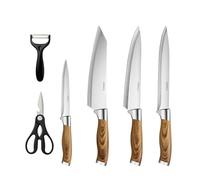 AURMOO Lot de 6 Ensembles de Couteaux de Cuisine, Couteaux de Cuisine Professionnel Set, Set Couteau Cuisine en Acier Inoxydable, Couteau à éplucher, Cuisine Ciseaux