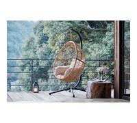 Auroa - fauteuil suspendu effet rotin beige et noir