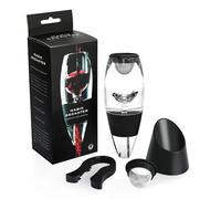 AUROAY Aérateur et Décanteur à Vin avec 2*Filtre à Mailles en Acier Inoxydable et 1*Coupe-Papier avec Support, Carafe à Décanter pour Vin Rouge, Accessoires de Vin Rouge, Noir