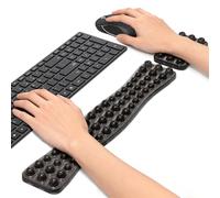 AUROAY Set de 2 Repose-Poignets Crystal Gel à Points Ergonomique Clavier + Souris, Anti-Stress et Confort Max-Transparent Noir