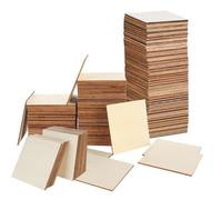 Aurobest 150 Pièces Blocs Bois Carrées, 5*5cm, 2.5mm Épaisseur, Non Finies pour Pyrogravure, Peinture, Décorations Maison, Teinture, Mariage, Noël