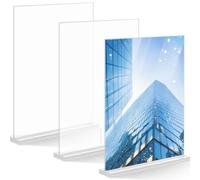 Aurobest 3 Pièces A4 Porte Affiche Acrylique, Présentoir Table Brochure Plexiglas Transparent, Support Affichage Panneau Carte Menu Face Double, Cadre Photo pour Restaurant, Bureau, Hôtel, Exposition