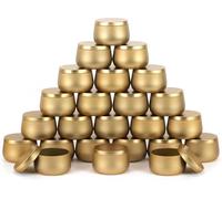 Auroh Lot de 24 boîtes à bougies dorées - Bocaux à bougies de 113,4 g pour la fabrication de bougies - Bocaux parfaits pour la fabrication de bougies pour les professionnels ainsi que les amateurs