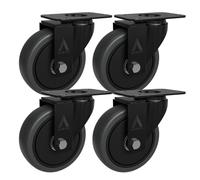 Auroh Lot de 4 grandes roulettes pivotantes en caoutchouc pour meubles - 100 mm - 600 kg - Gris - Faible bruit - Sans freins