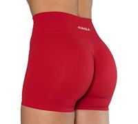 AUROLA Dream Collection Short d'entraînement pour Femme Taille Haute sans Coutures Scrunch Athlétique Course Gym Yoga Short Actif, Rouge Chinois., M