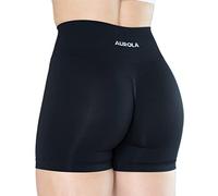 AUROLA Dream Collection Short d'entraînement Taille Haute sans Couture pour Femme, Noir foncé, Taille M