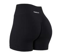 AUROLA Leggings d'entraînement avec contrôle du Ventre, résistants aux Squats, côtelés, épais, sans Couture, froncés, pour Femmes, Noir, Taille M
