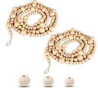 AURONUT Lot de 2 Guirlandes de Perles en Bois de 4,2 M, Décorations à Suspendre pour Sapin de Noël Bohème, Décoration Murale Rustique, Cadeau de Thanksgiving pour Maman