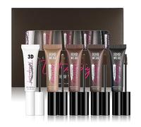 AURONUT Lot de 4 couleurs de mascara & colle pour sourcils, blond, marron, marron foncé, noir, aspect naturel, tenue 16 heures