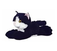 Aurora, 12743, Mini Flopsie Maynard Le Chat, 20 cm, Peluche, Noir et Blanc