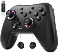 Aurora 2.4g Wireless Bluetooth Controller Pour Windows Pc/Switch/Stem/Ios/Android, Pc Gamepad Avec Joystick À Effet Hall, Bouton Arrière Programmable, Actuateur À Résonance Linéaire (Noir)