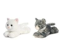 Aurora 31265,31713 Bundle of 2 7.5 Floppy Beanbag cat Stuffed Animals-Lily & Sugar, Multicolor Multicolore G