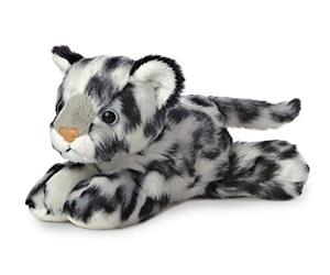 Aurora, 31367, Mini Flopsie Léopard des Neige, 20 cm, Peluche, Noir et Blanc