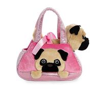 Aurora, 32841, Fancy Pal, Peek-A-Boo Pug Dog, 8In, Peluche, Rose and Marron