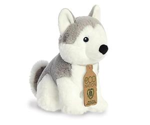 Aurora, 35046, Eco Nation Husky Chien, 20cm, Peluche, Gris & Blanc