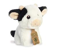 Aurora, 35072, Eco Nation Mini Vache, 13cm, Peluche, Noir & Blanc