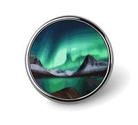 Aurora Borealis Broche ronde tendance en forme de chapeau mignon pour homme et femme - Épingles amusantes pour sacs à dos, sacs, costumes, accessoires - Broche circulaire en aluminium, Circular