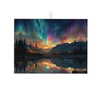 Aurora Borealis Night Skyprint Tapis de séchage en microfibre à séchage rapide pour comptoir de cuisine, 61 x 45,7 cm