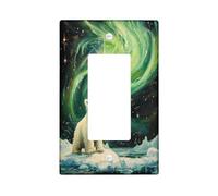 Aurora Borealis Plaque murale pour interrupteur Motif ours polaire 1 gang à bascule unique - Façade électrique amusante pour chambre à coucher, salle de bain, étrange et drôle - Taille standard