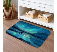 Aurora Borealis Tapis de bain à séchage rapide absorbant et antidérapant en flanelle lavable pour salle de bain, toilettes, toilettes, décoration 40,6 x 61 cm