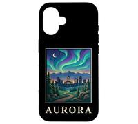 Aurora Colorado Horizon Rétro Aurore Northern Lights Mountain City Coque pour iPhone 16