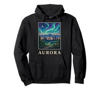 Aurora Colorado Horizon Rétro Aurore Northern Lights Mountain City Sweat à Capuche