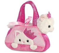 Aurora World – Doudou chat en sac Princess Kitty – 20,5 cm Blanc/Rose – Rose G