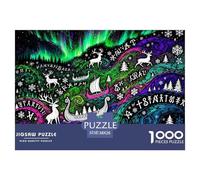 Aurora et Les Runes Nordiques Puzzle en Bois Imperméable DIY Puzzles De 1000 Pièces pour Adultes Cadeaux Amusant Jeux De Stimulants