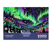 Aurora et Les Runes Nordiques Puzzle en Bois Imperméable DIY Puzzles De 1000 Pièces pour Adultes Cadeaux Amusant De Décoration pour La Maison