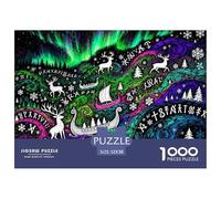 Aurora et Les Runes Nordiques Puzzle en Bois Imperméable DIY Puzzles De 1000 Pièces pour Adultes Cadeaux Défi Et Casse-tête De Décoration pour La Maison