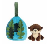 Aurora Hideouts Otter 9" Brun Et Bleu Jouet Doux En Peluche Neuf Avec Étiquettes
