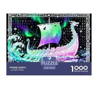 Aurora islandaise et Runes Vikings Puzzle en Bois Imperméable DIY Puzzles De 1000 Pièces pour Adultes Amusant Jeux De Stimulants