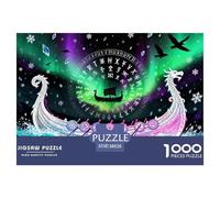 Aurora islandaise et Runes Vikings Puzzle en Bois Imperméable Puzzles De 1000 Pièces pour Adultes Coloré De Décoration pour La Maison