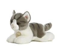 Aurora MiYoni - Chat tigré en Peluche pour Enfants - Gris et Blanc - 20 cm