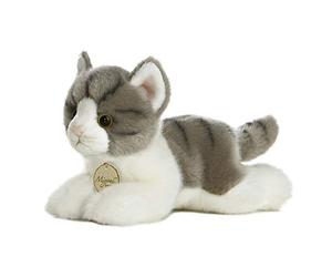 Aurora MiYoni - Chat tigré en Peluche pour Enfants - Gris et Blanc - 20 cm