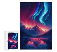 Aurora Mountain Reflections, 300 PCS Puzzle-Image en Bois, Cadeau D’Anniversaire De Couple, pour Jouer Seul Ou À Plusieurs