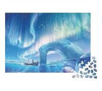Aurora Over Iceberg 100% Recycled Cardboard Cosmic Ocean 1000Pc Jigsaw for Adults Challenging & Brainteasing 52x38cm/1000pcs