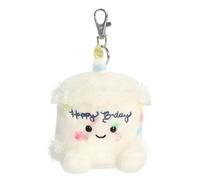 AURORA, Palm Pals 34147 Happy B'day Cake Peluche à clipser Blanc 10 cm