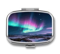 Aurora Pilulier de voyage à 2 compartiments avec miroir étanche 2 fois par jour pour sac à main et poche rectangulaire Argenté