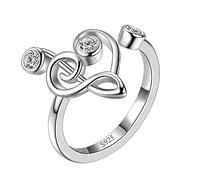 Aurora Tears Bague ouverte réglable en argent sterling 925 avec note de musique pour femmes et filles DR0131W, Zircone cubique