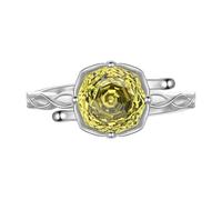 Aurora Tears Bague réglable avec pierre de naissance rose en argent sterling 925 avec pierre de naissance en zircone cubique taillée en rose, bijoux cadeaux pour femmes et hommes DR0163, Argent