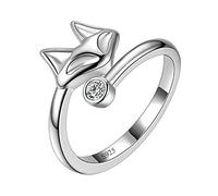 Aurora Tears Bague réglable en forme de queue de renard en argent sterling 925 avec zircone cubique - Cadeau pour femme et fille DR0132W