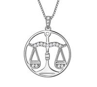 Aurora Tears Balance Collier en Argent Sterling 12 Zodiaque 12 Pendentif Constellation Constellation CZ Horoscope Bijoux Cadeau pour Les Femmes et Les Filles DP0111T
