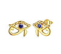 Aurora Tears Boucles d'oreilles à tige œil d'Horus égyptien en argent sterling 925 plaqué or 18 carats pour homme et femme DE0233Y, Cristal