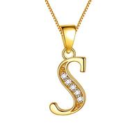 Aurora Tears Collier avec pendentif en argent sterling 925 plaqué or blanc avec lettre initiale de l'alphabet 45,7 cm, Argent sterling Argent Zircone cubique, Zircone cubique