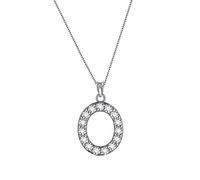 Aurora Tears Collier avec pendentif en argent sterling 925 plaqué or blanc avec lettre initiale de l'alphabet 45,7 cm, Argent sterling, Zircone cubique