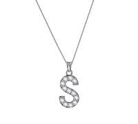 Aurora Tears Collier avec pendentif en argent sterling 925 plaqué or blanc avec lettre initiale de l'alphabet 45,7 cm, Argent sterling, Zircone cubique